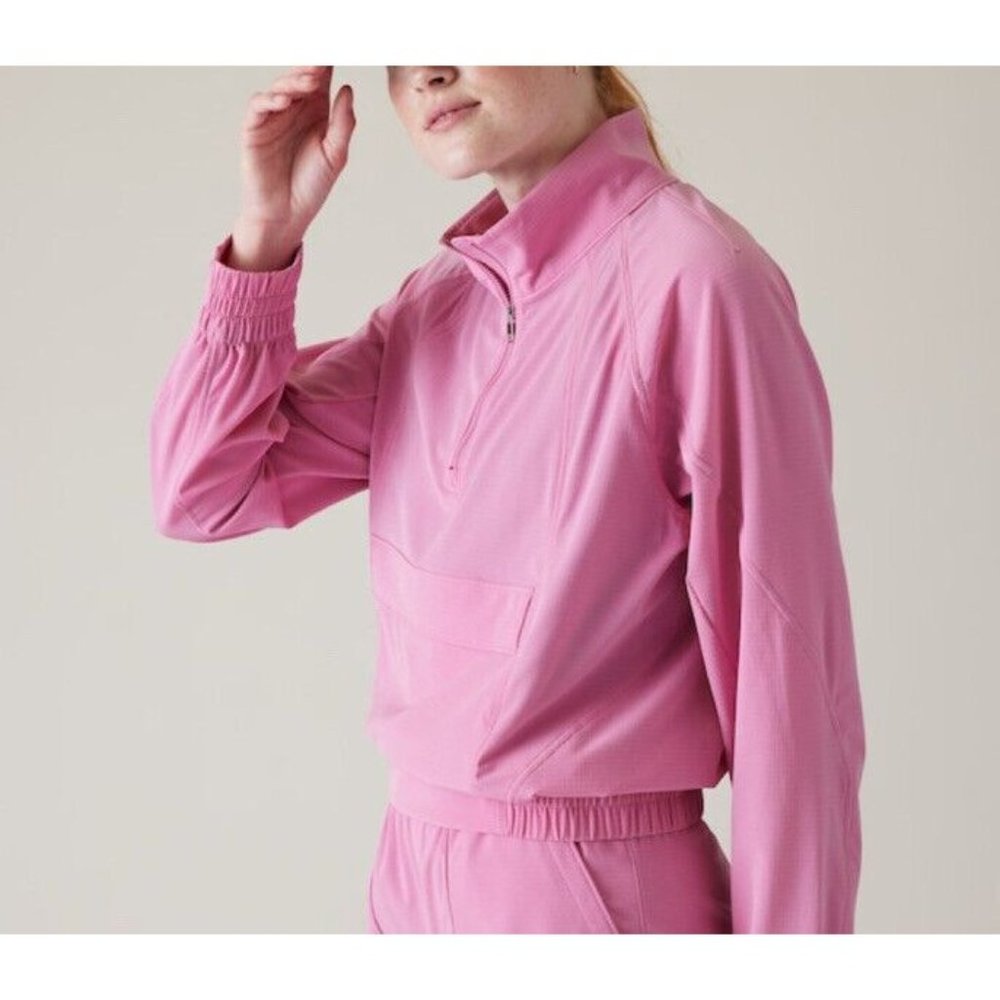New Athleta S Boundless Popover Jacket Maritima Pink Size Small Pullover - Picture 2 of 6